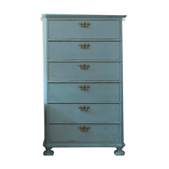 Commode en bleu/turquoise avec 6 tiroirs