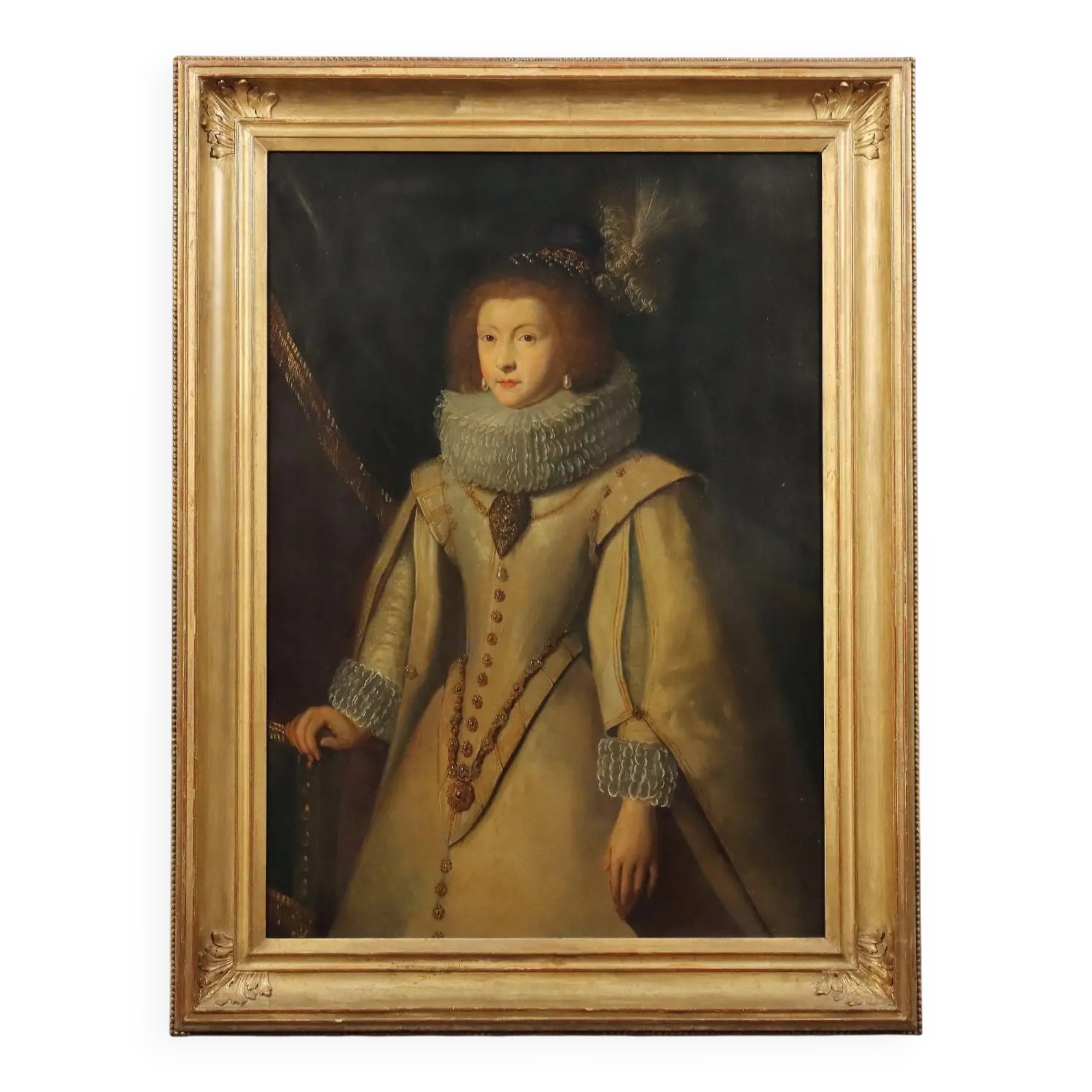 Peinture ancienne Portrait d'une noble dame, huile sur toile, XIXe siècle