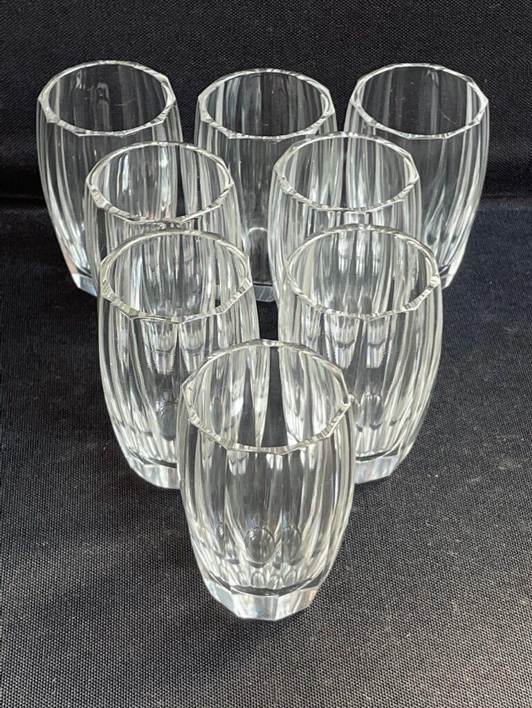 Liquor cabaret - Art Deco - Blown and cut crystal, mahogany or ebony macassar and stainless steel