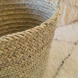 Woven wicker laundry basket