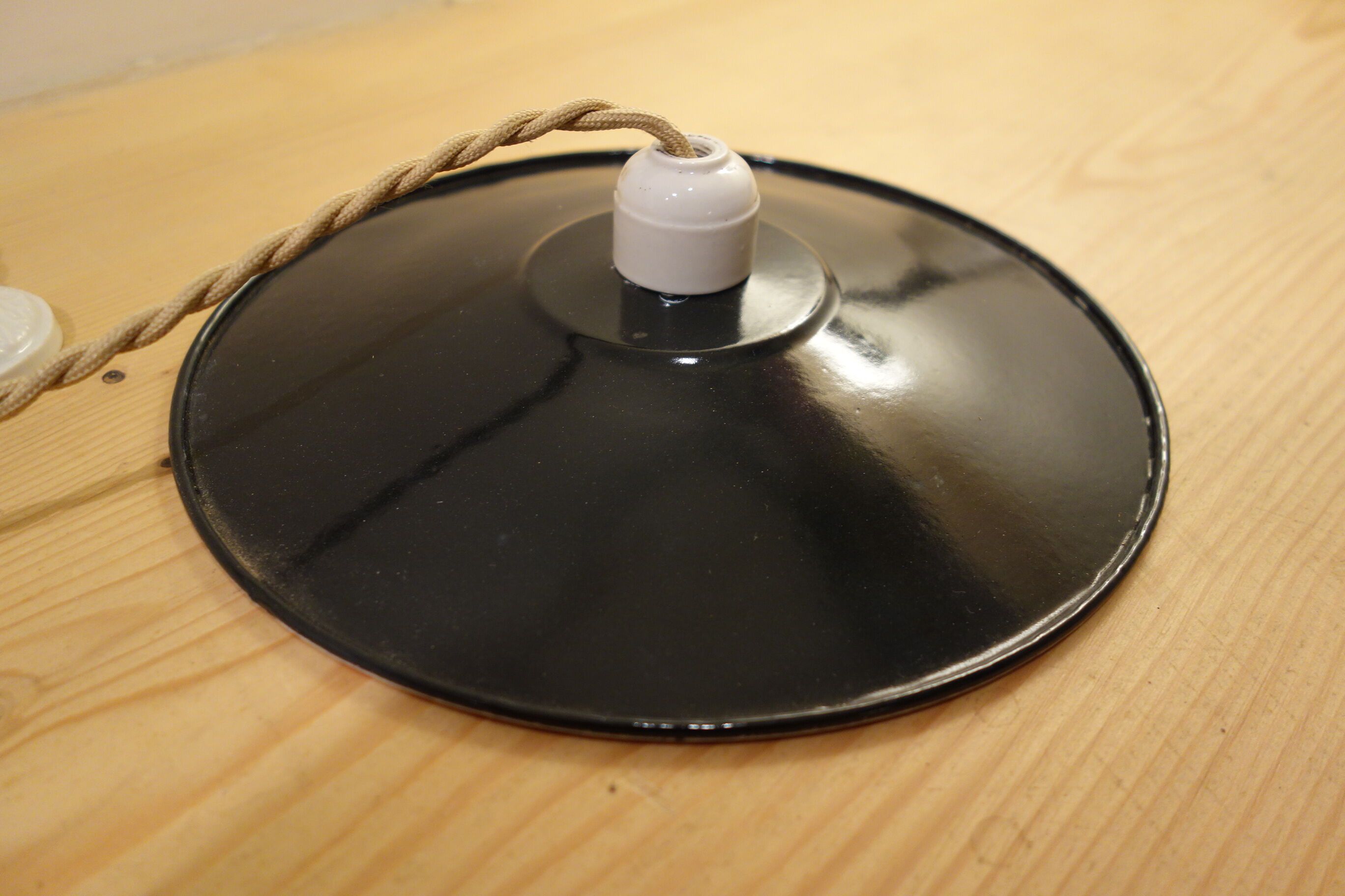 Black enamelled hanging lamp