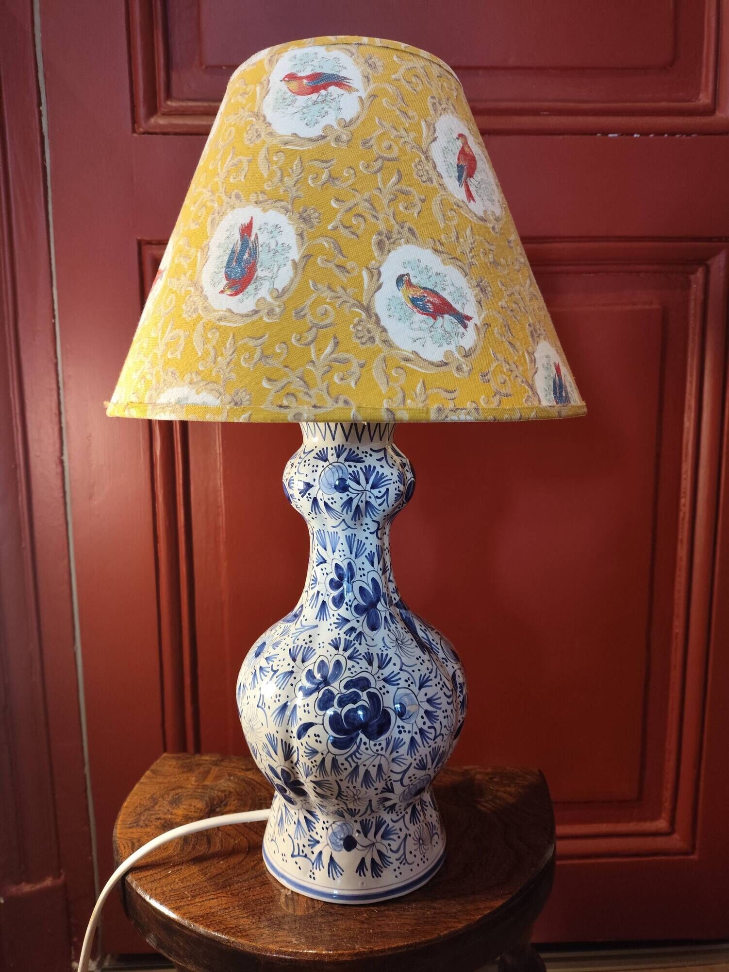 Delft-style ceramic desk lamp, France, 1960.