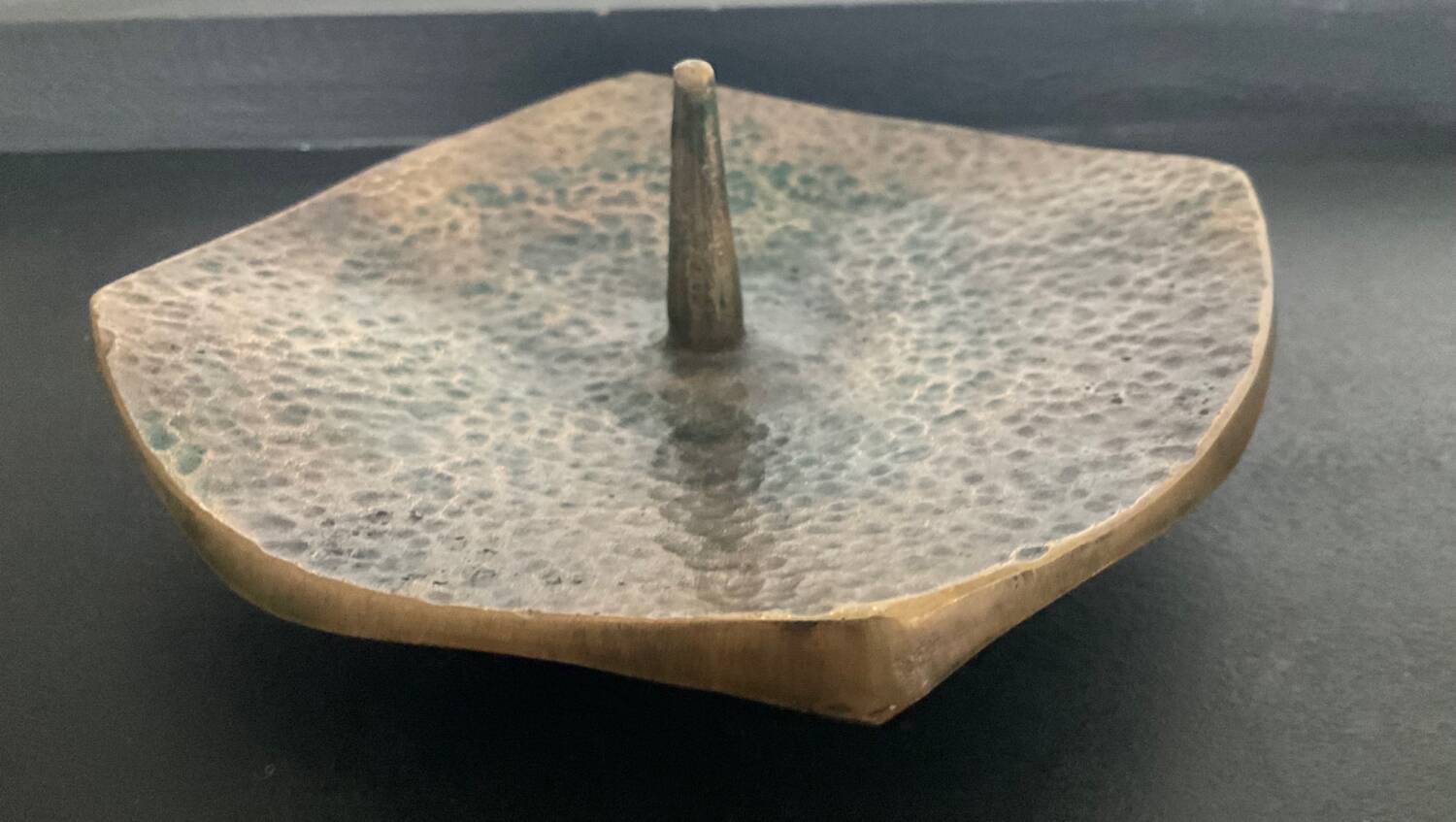 Brutalist bronze candle holder