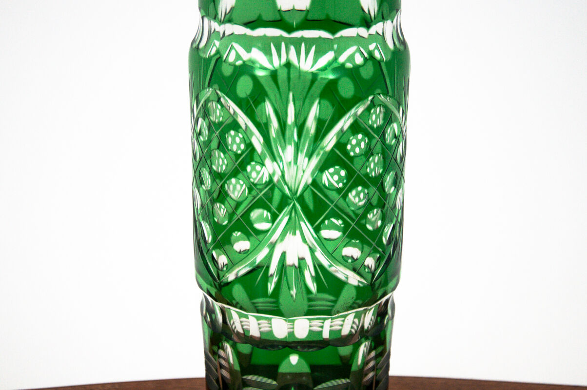 Green crystal vase, Poland, 1960s