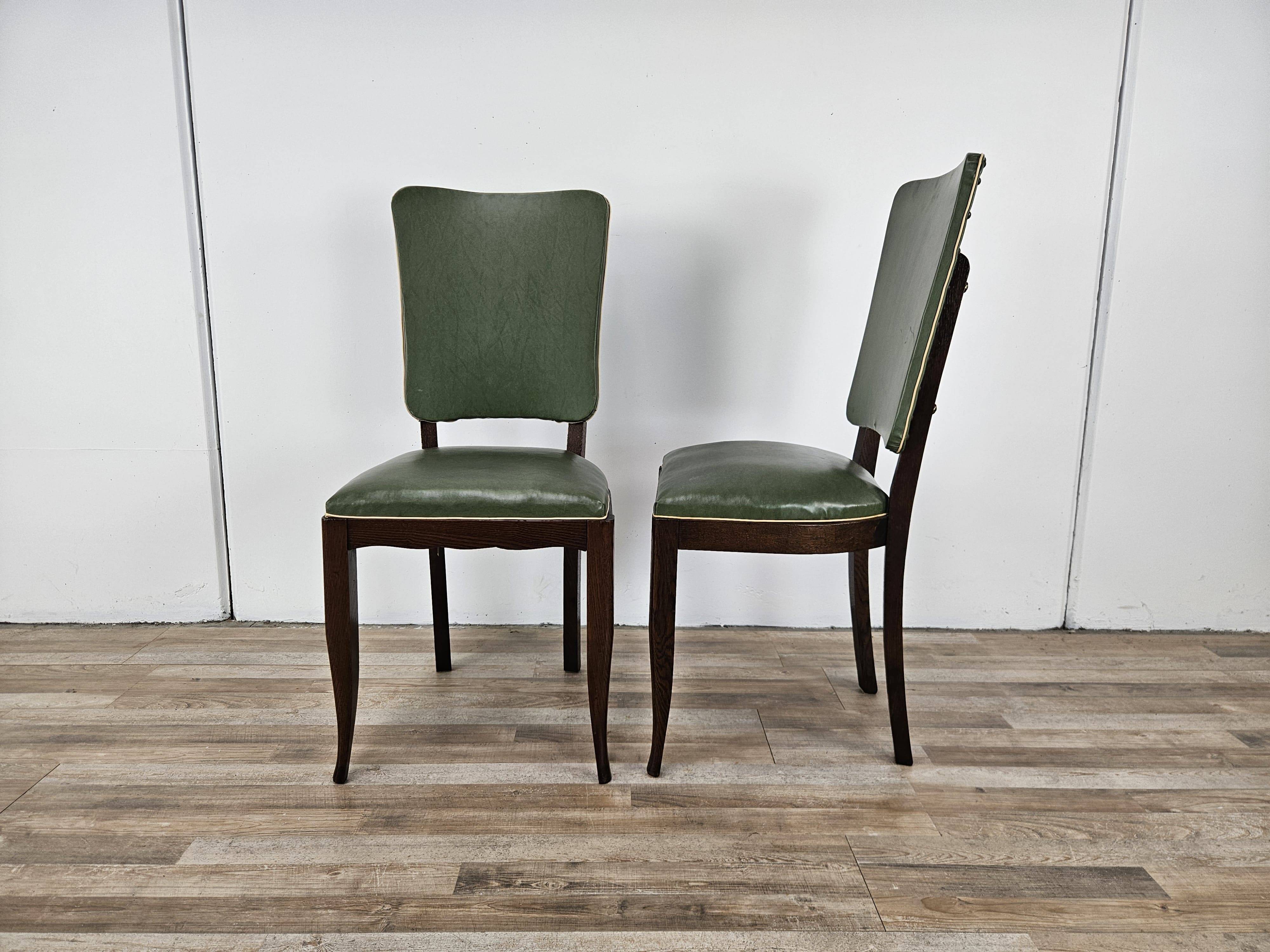 Set of 8 Art Decò oak dining chairs, 1950