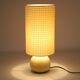 Vintage table lamp – Turned wood and yellow Vichy