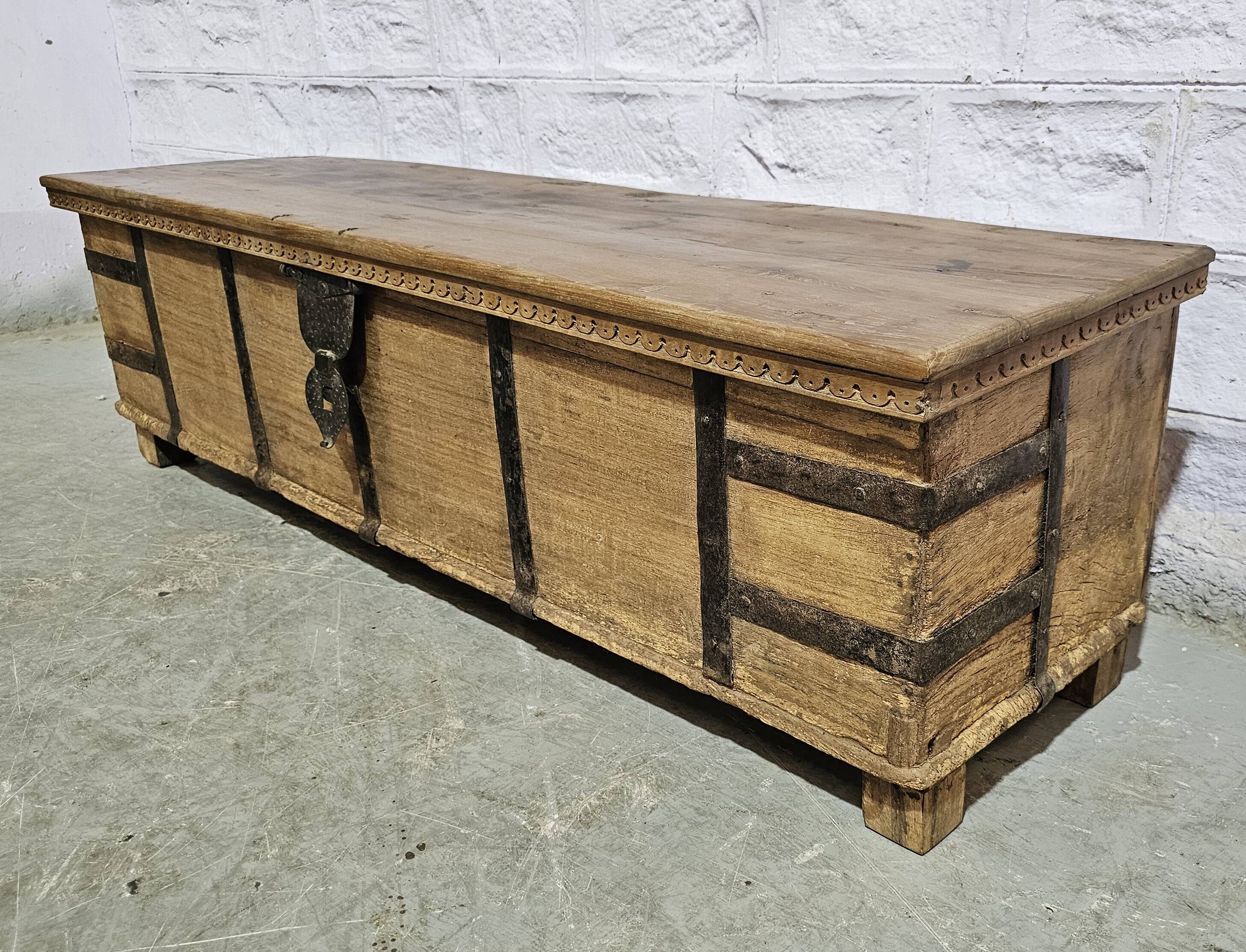 Burmese teak bench - chest