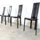 Vintage black leather dining chairs, set of 4, 1980s