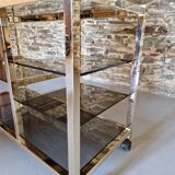 70s glass TV cabinet shelf console