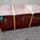 Old metal and wood travel trunk