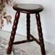 Tabouret de traite vintage en bois tripode