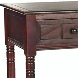 Dark Cherry 2-Drawer Console Table, Transitional Solid Pine Wood