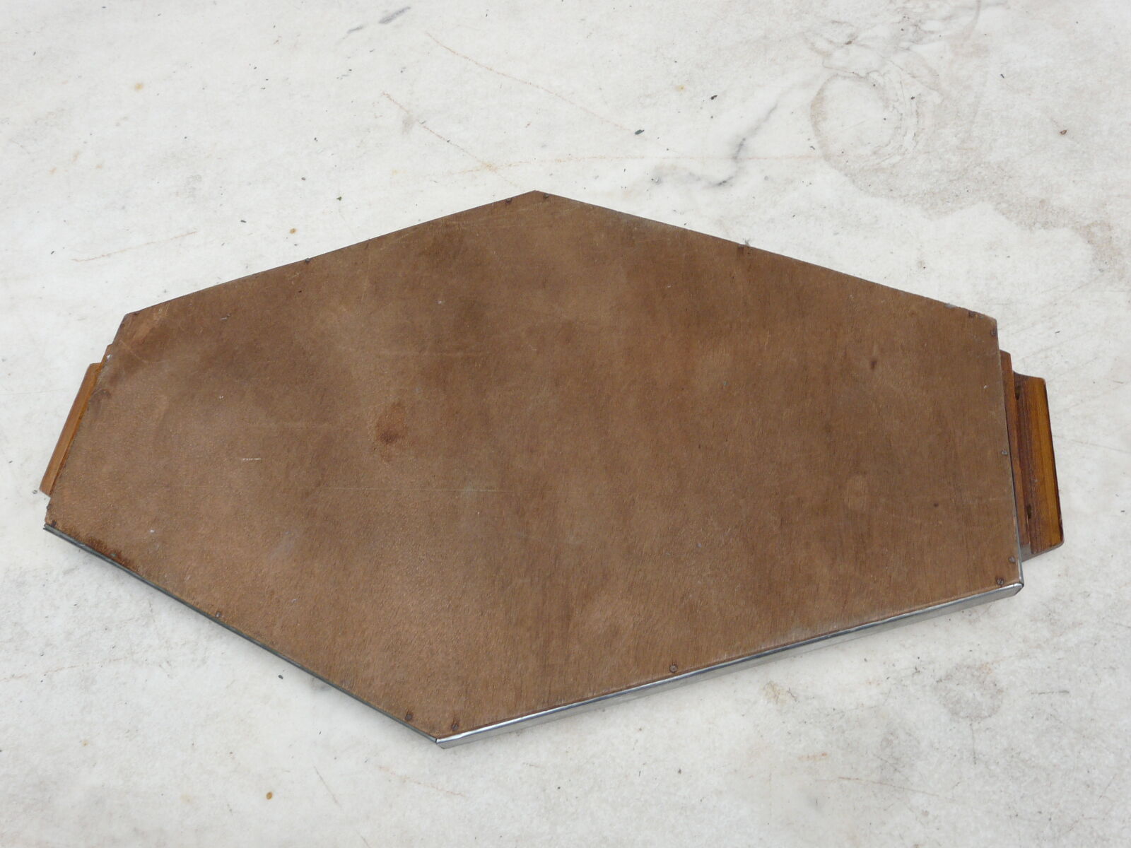 art deco metal mirror tray and fixed under glass