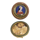 Pair of old Frames Photos / miniature portraits. Cloisonné enamels