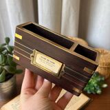 Wooden and brass pencil pot