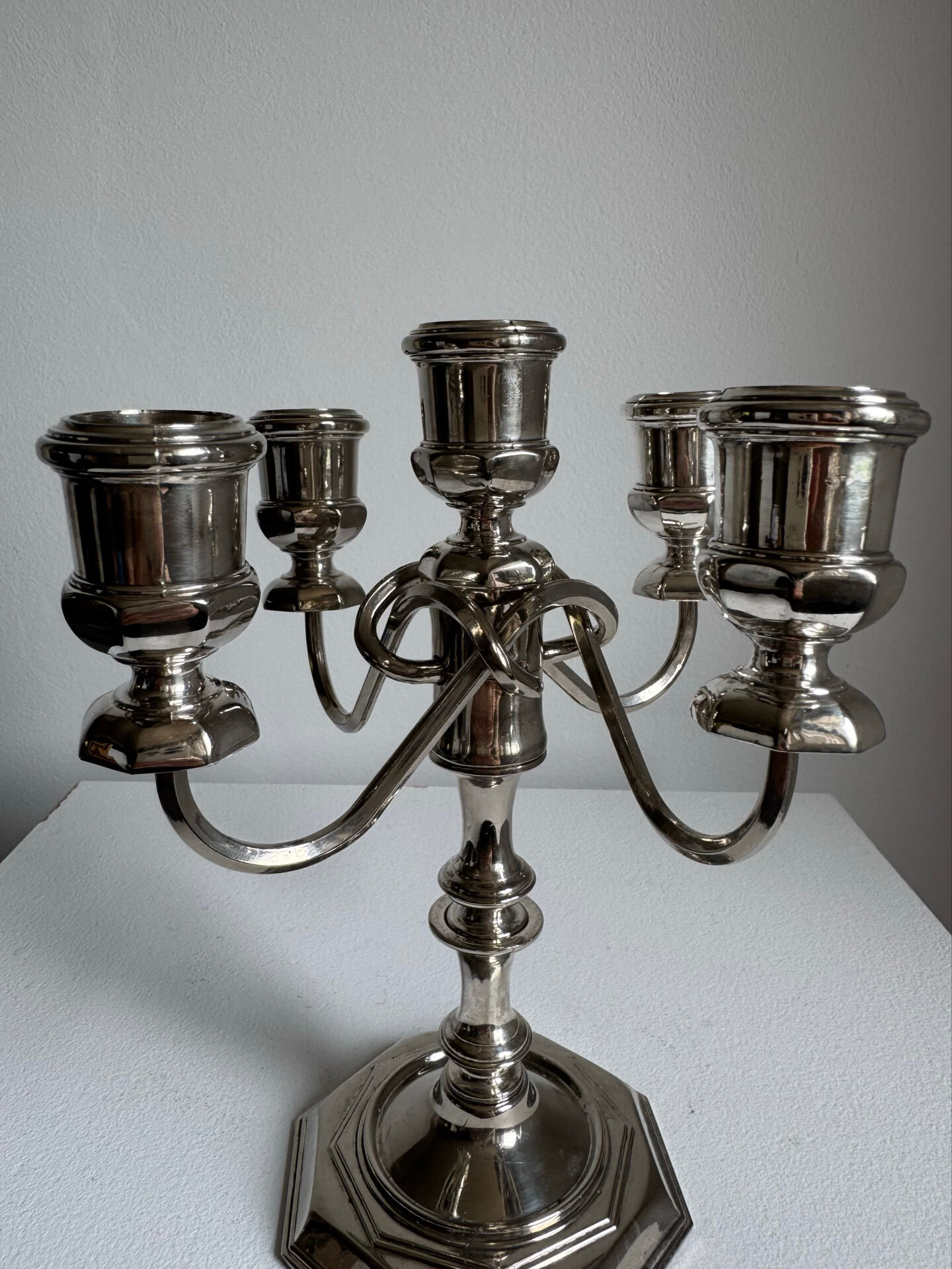 Vintage English 5 Armed Silver Plated Candelabra