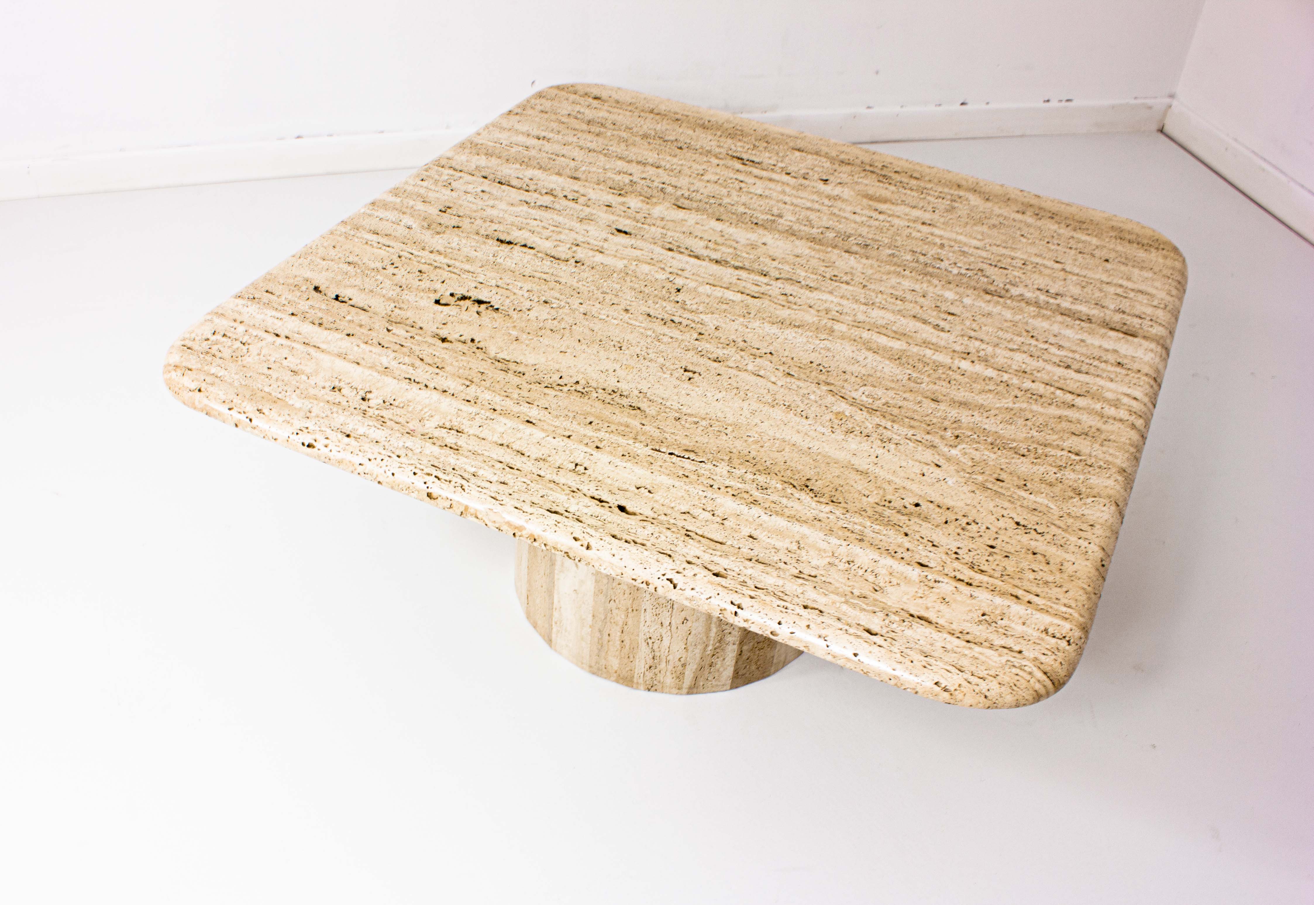 Square travertine coffee table