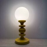 Mid-century design yellow table lamp with glass globe, 1970s