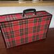 Suitcase old Scottish fabric red 1960/1970