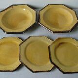 Set of 5 old plates Beretta Cie Vallauris glazed ceramic 1960s