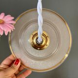 Vintage lampshade pendant lamp in white and gold granite glass