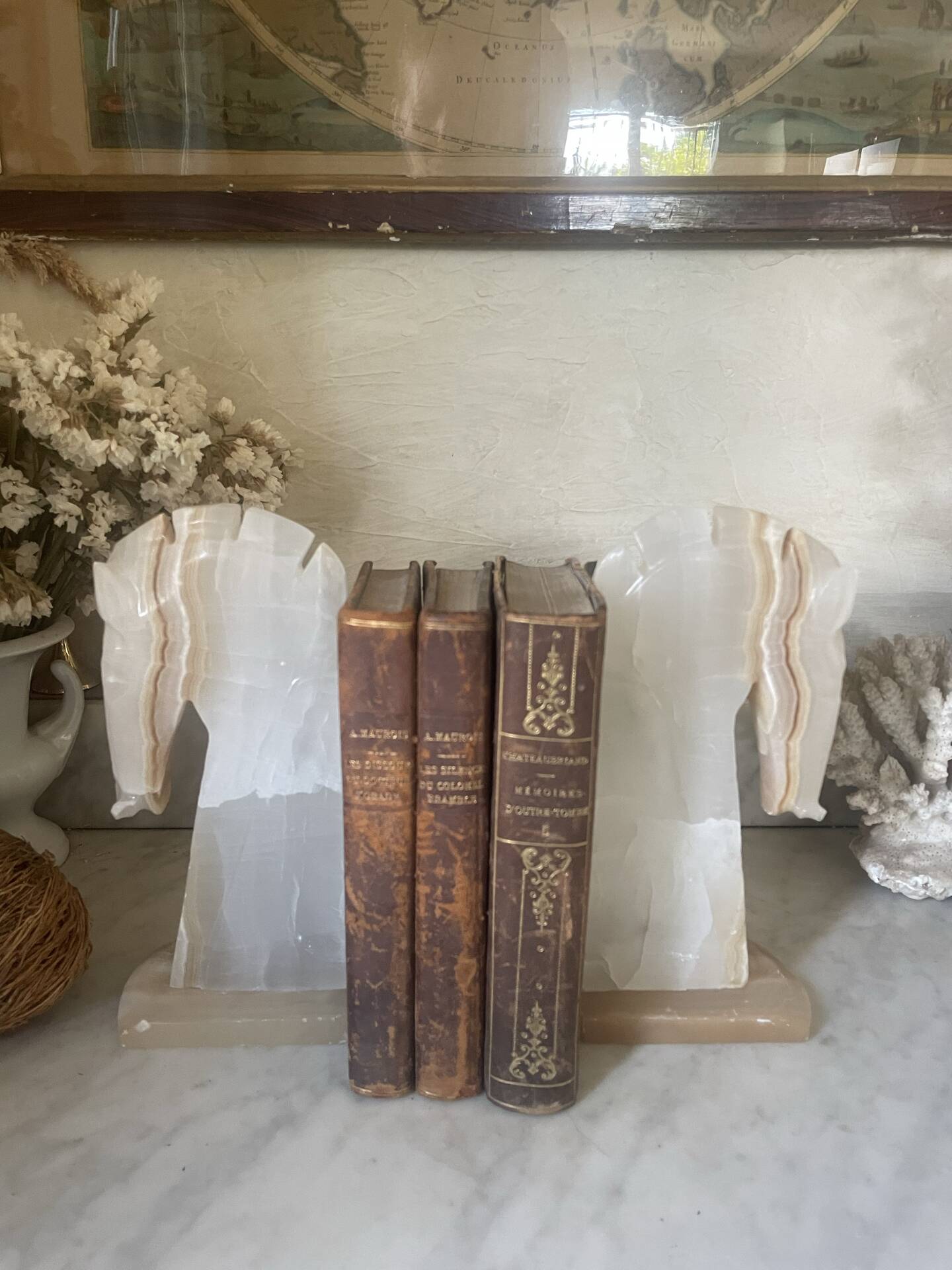Pair of vintage onyx horse head bookends