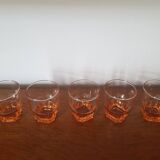 Set of 5 small pink glasses