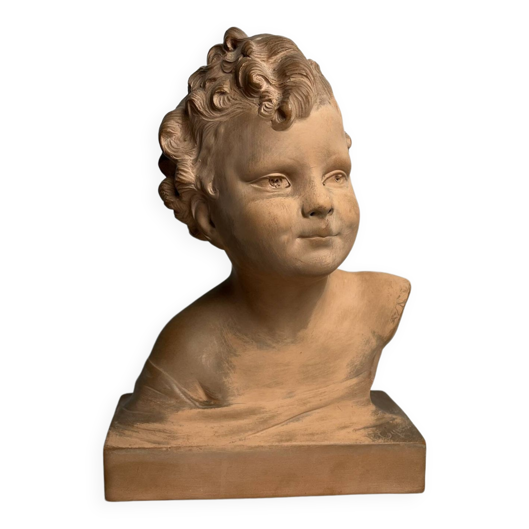 Cipriani, child bust in terracotta art signed 20th century
