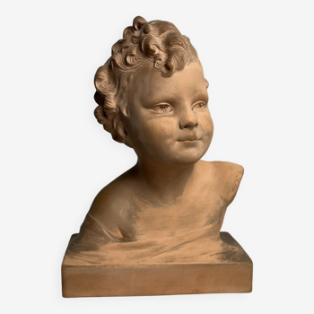 Cipriani, child bust in terracotta art signed 20th century