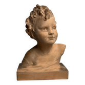 Cipriani, child bust in terracotta art signed 20th century