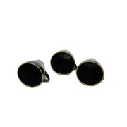 Set of three cups, mid-century modern, black ceramic, Poland, 1970s