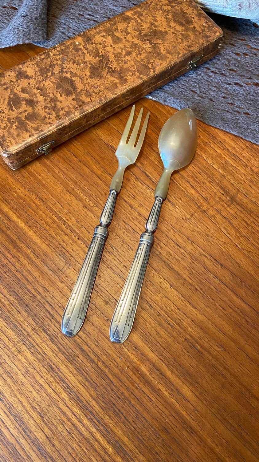 Art deco salad cutlery in silver filled 1930