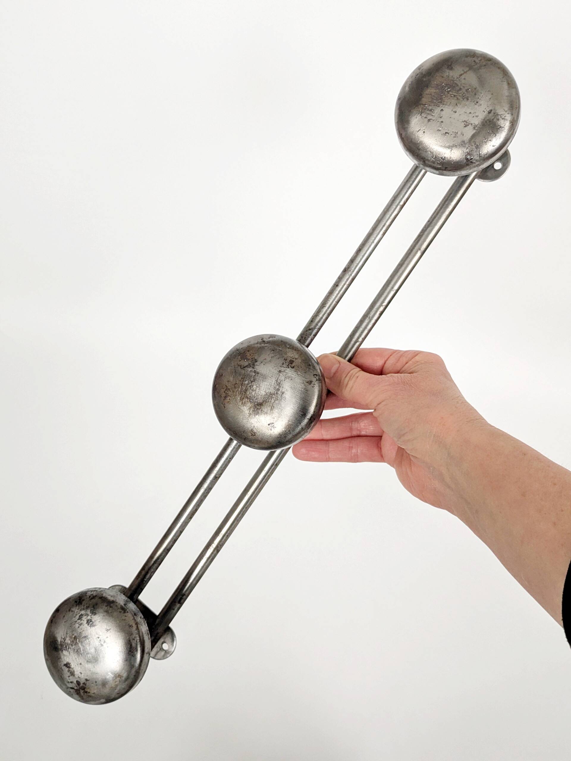 Pair of wall hooks in steel, industrial style, 1950s