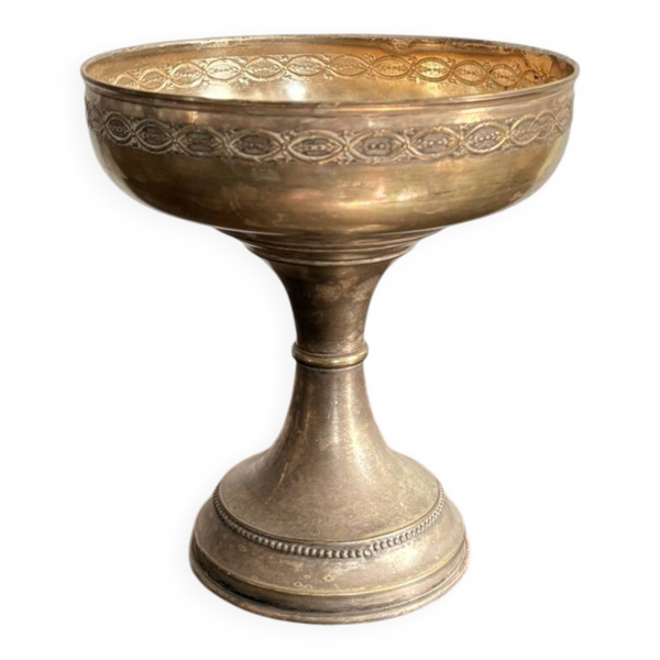 Coupe Piedouche Coupelle Métal Argenté Second Empire Décor perle xixème