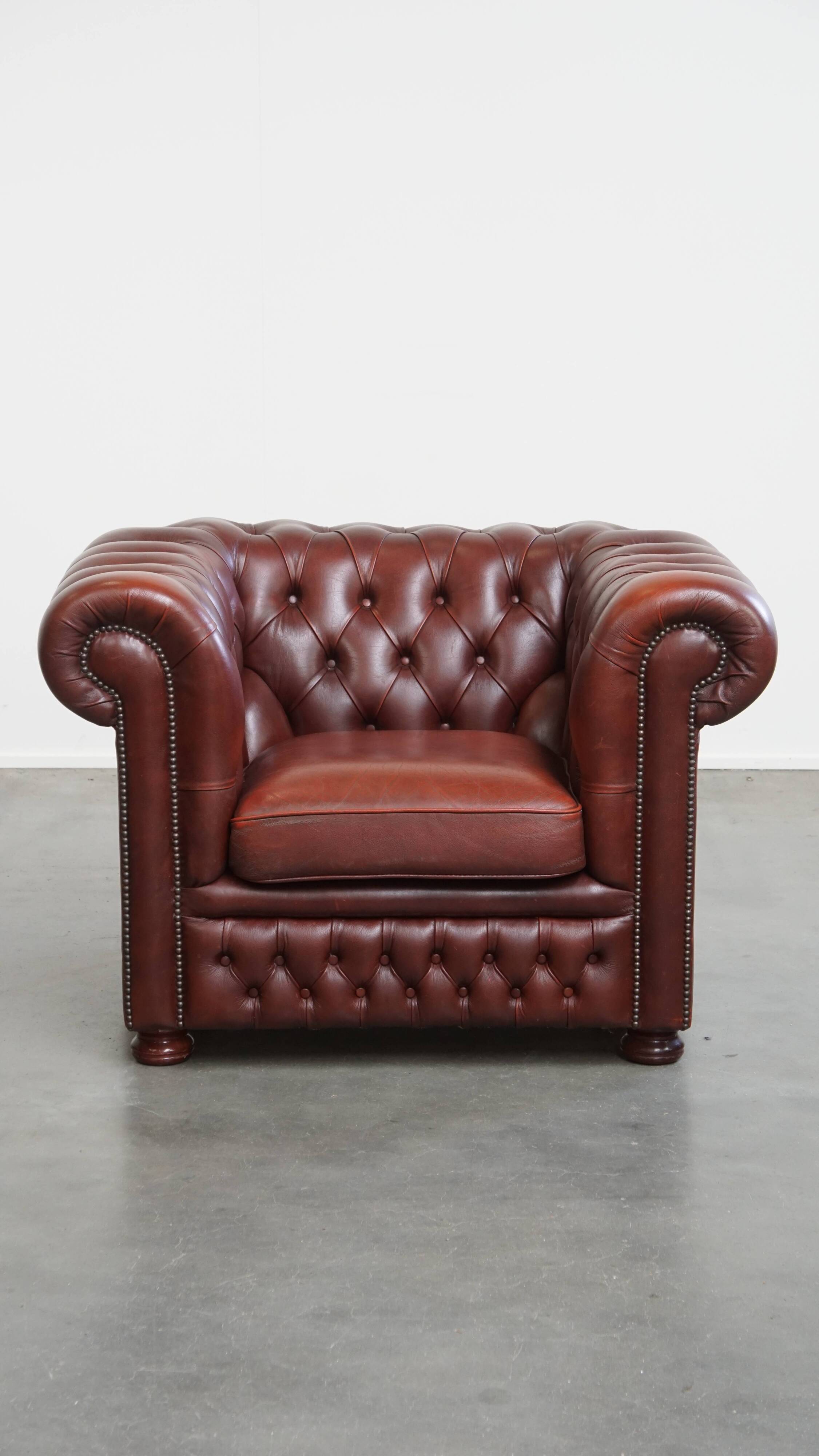 English Cowhide Leather Chesterfield Armchair