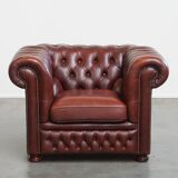 English Cowhide Leather Chesterfield Armchair