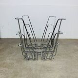 Chrome metal magazine rack or vinyl holder from the 70s.