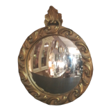 Witch mirror in gilded resin 60s