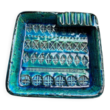 Aldo Londi for Bitossi Italian square teal blue green ashtray
