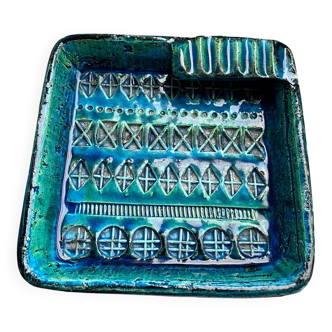 Aldo Londi for Bitossi Italian square teal blue green ashtray