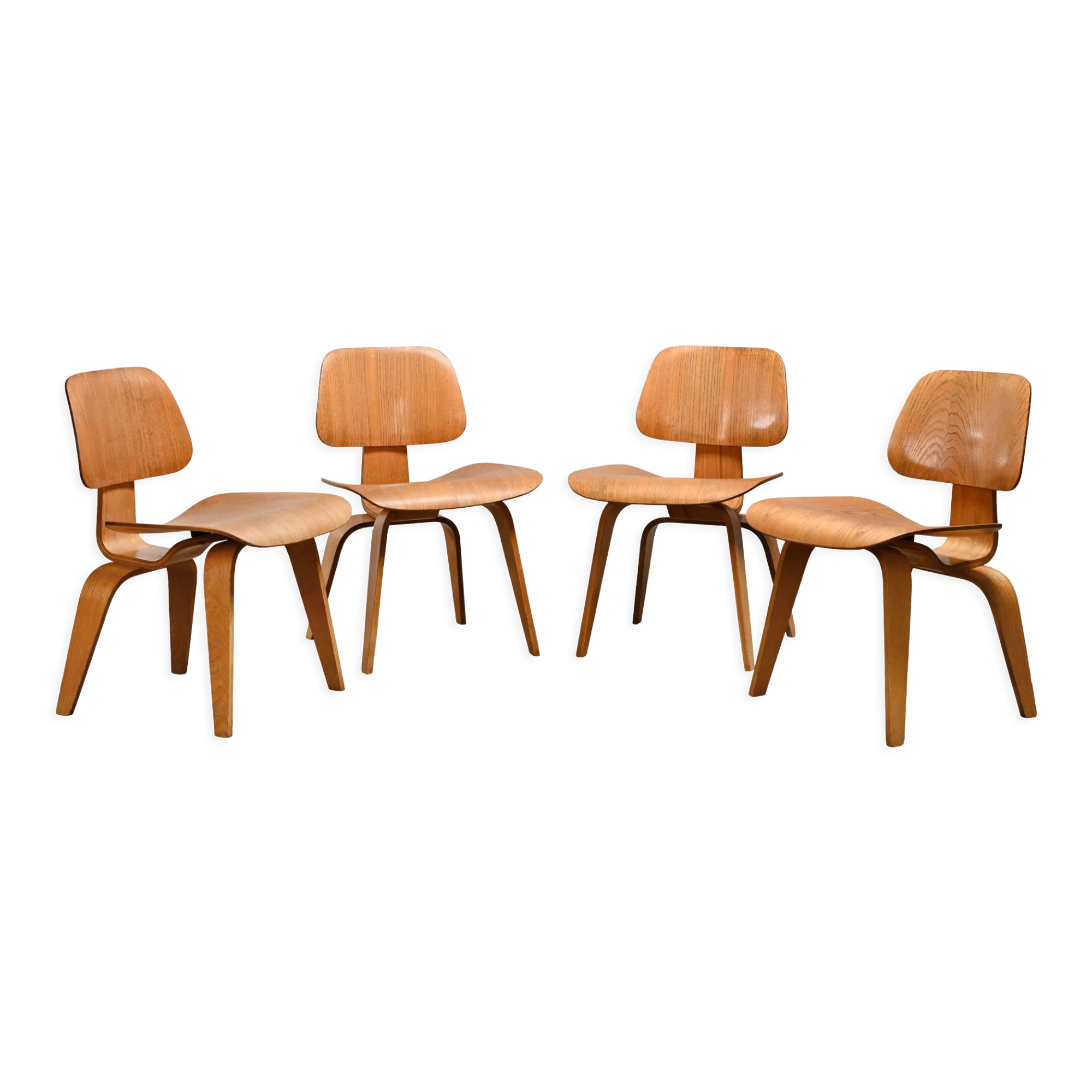Charles and Ray Eames Early DCW Ash plywood Dining Chairs for Herman Miller