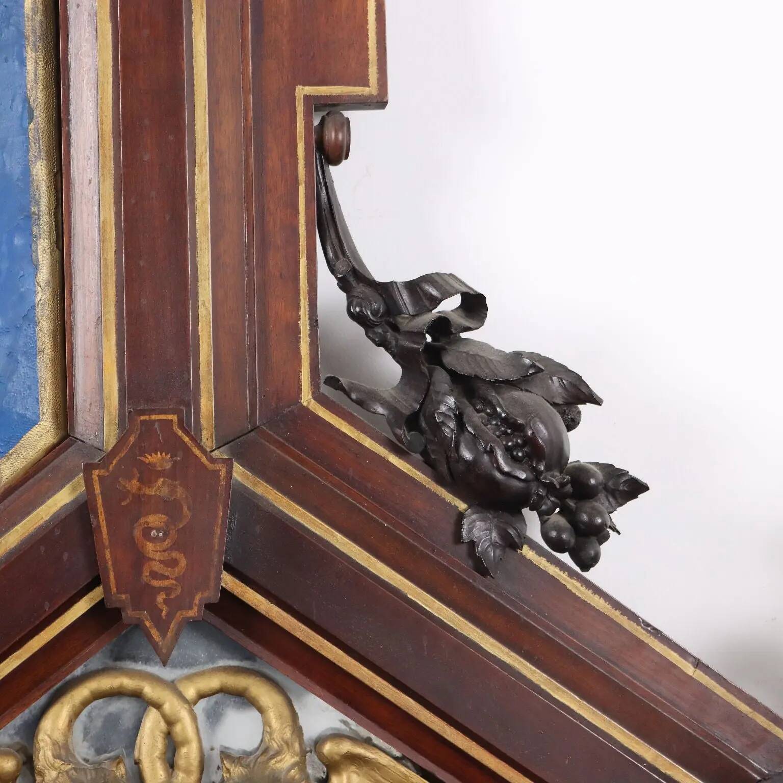 Eclectic antique mahogany mirror, Italy, 19th century