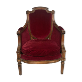 Louis XVI style shepherdess trimmed with dark red velvet, early nineteenth