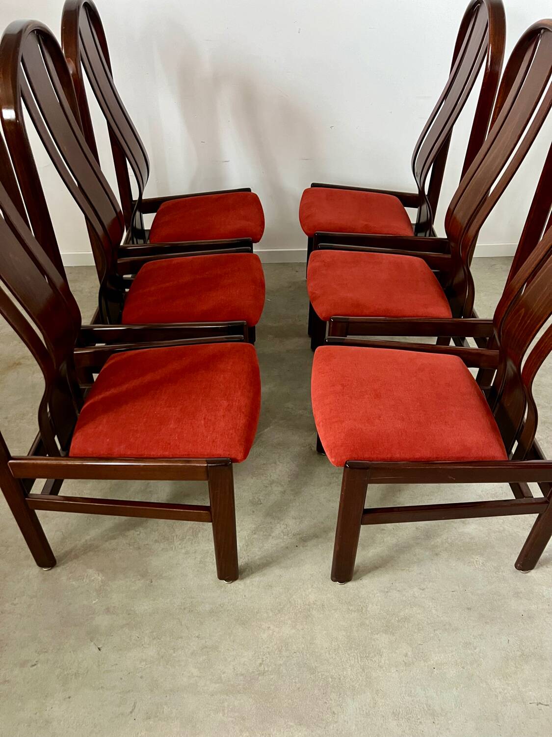 Lot 6 anciennes chaises en bois courbé design italien des années 70 vintage