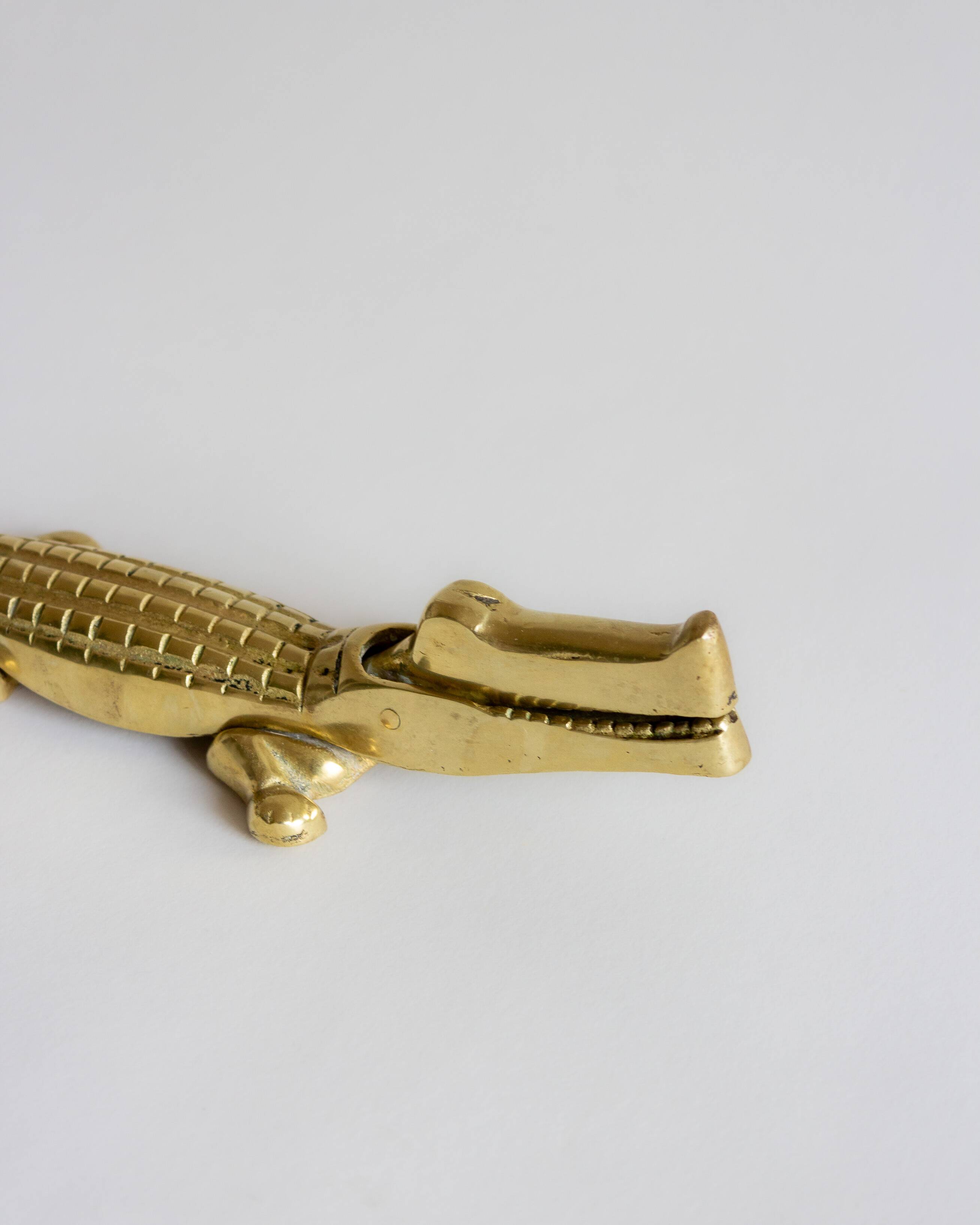 XL crocodile-shaped nutcracker, brass, 60s/70s