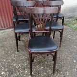 Set of 6 vintage black leatherette bistro chairs