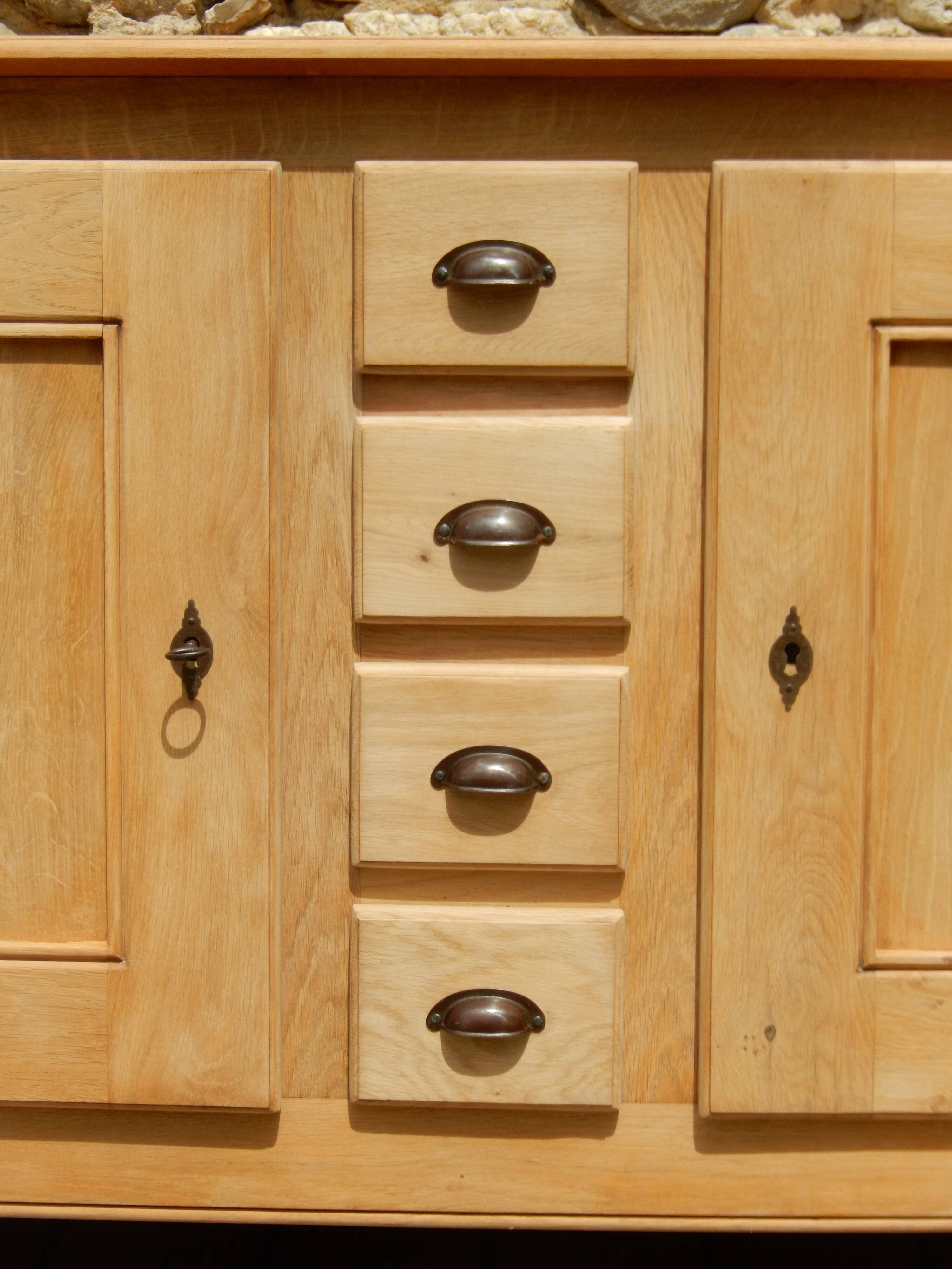 Old low sideboard / side unit / industrial furniture in solid ash