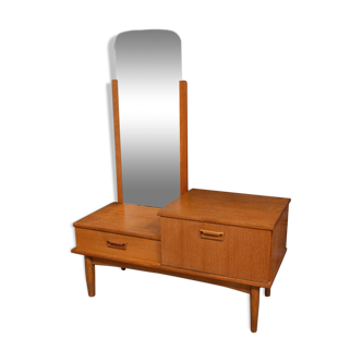 Scandinavian teak dressing table 1960 a mirror a drawer a lid