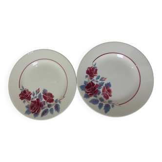 2 assiettes plates vintage de Sarreguemines modèle Eliane