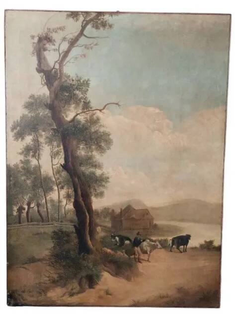 Large oil painting on canvas 2 m x 1.50 m - animated landscape - Charles Louis Verboeckhoven